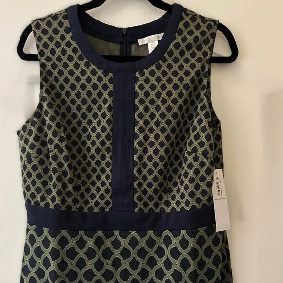 LONDON TIMES Women's Sheath Geo Link Navy/Green Mini Dress Size 14 NWT - Picture 3 of 8